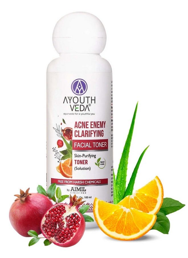 AYOUTHVEDA Acne Enemy Clarifying Facial Toner | Powered With Pomegranate Extract, Hydrating Rose Water & Refreshing Peppermint | Tightens Pore & Makes Skin Even Tone (Pack Of 1; 100Ml)  - Image 1