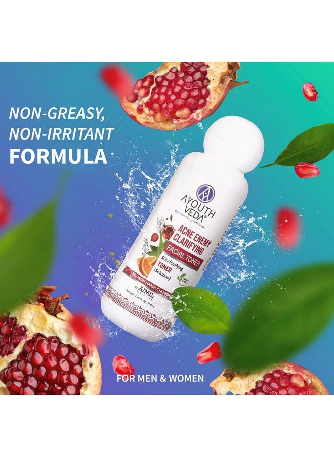 AYOUTHVEDA Acne Enemy Clarifying Facial Toner | Powered With Pomegranate Extract, Hydrating Rose Water & Refreshing Peppermint | Tightens Pore & Makes Skin Even Tone (Pack Of 1; 100Ml)  - Image 3