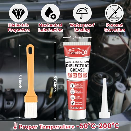 AstraVox Silicone Dielectric Grease for Electrical Connectors Automotive, Spark Plug Grease with Brush, Ideal for O Rings, Marine, and Household Use, Insulate & Waterproof & Heat-Resistant 1oz (1pcs) - Image 4