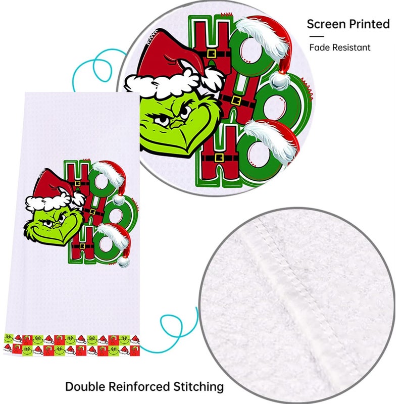 LXOMILL Christmas Grinch Kitchen Towels  Grinch Bathroom Hand Towels  Grinch Christmas Decorations  Grinch Kitchen Towels  Grinch Bathroom Decor  Housewarming Gift  Host Hostess Gift - Image 4
