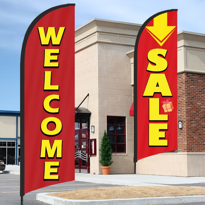 Retailer Yellow Deal Feather Flag With Advertising Swooper Banner For Store Fronts Food Trucks Events And Fairs - Image 5