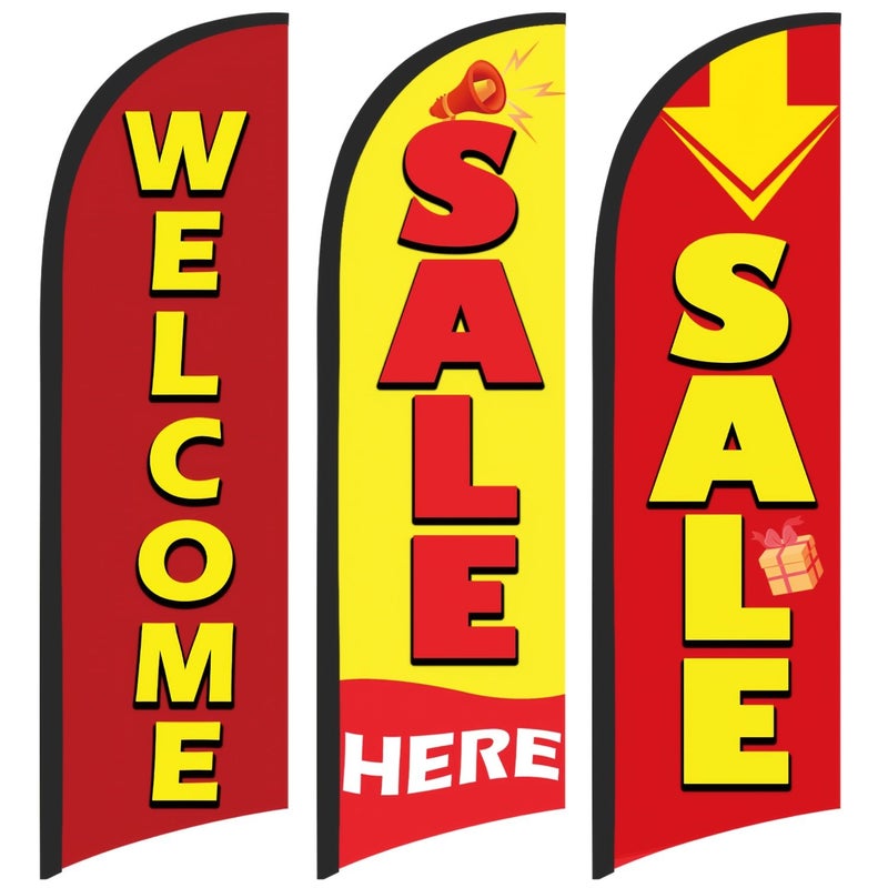 Retailer Yellow Deal Feather Flag With Advertising Swooper Banner For Store Fronts Food Trucks Events And Fairs - Image 1