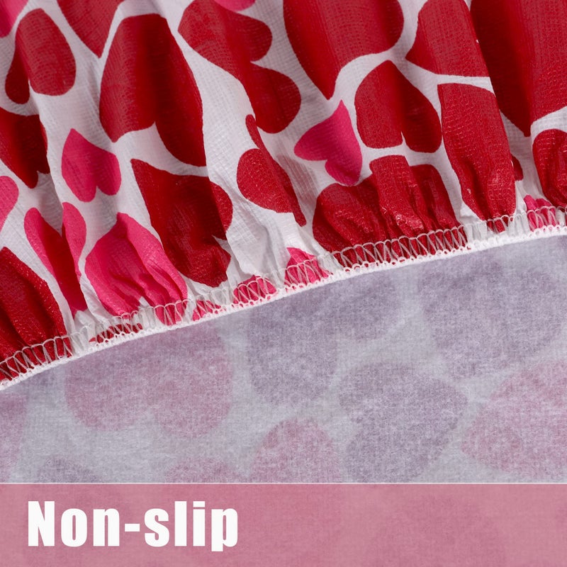 Fitable Valentineâ€™s Day Fitted Table Cover - Waterproof Red/Pink Love Heart Elastic Edged Vinyl Wipeable Table Cloth for Dinner, Wedding Party Tablecloth (Fit for 36"-44" Round Tables) - Image 5
