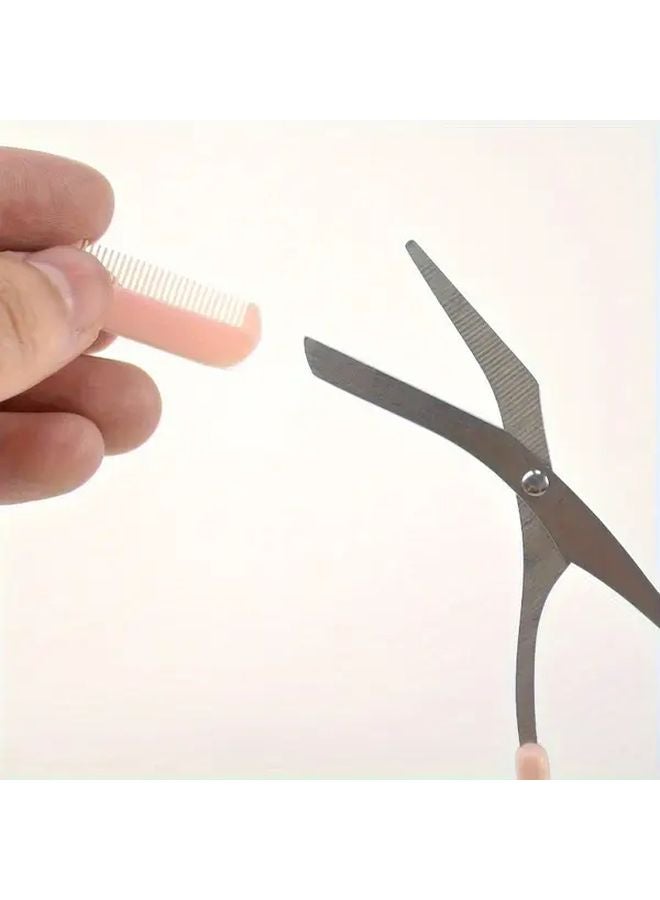 Pink Eyebrow Trimmer Scissors Set With Comb Precise Tool For Perfect Eyebrows - Image 3