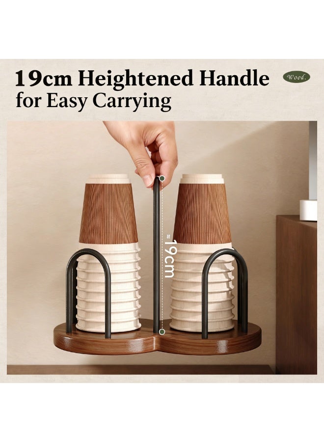 أوليس فيرس  استيراد المطاط الخشب حامل الكأس - dustproof مزدوجة ورقة كأس المتلقي ، متعدد الأبعاد متوافقة ، وتوفير مساحة التصميم ، ومناسبة للاستخدام المنزلي والمقاهي والحليب والشاي والمطاعم والمكاتب والحمامات - Image 5