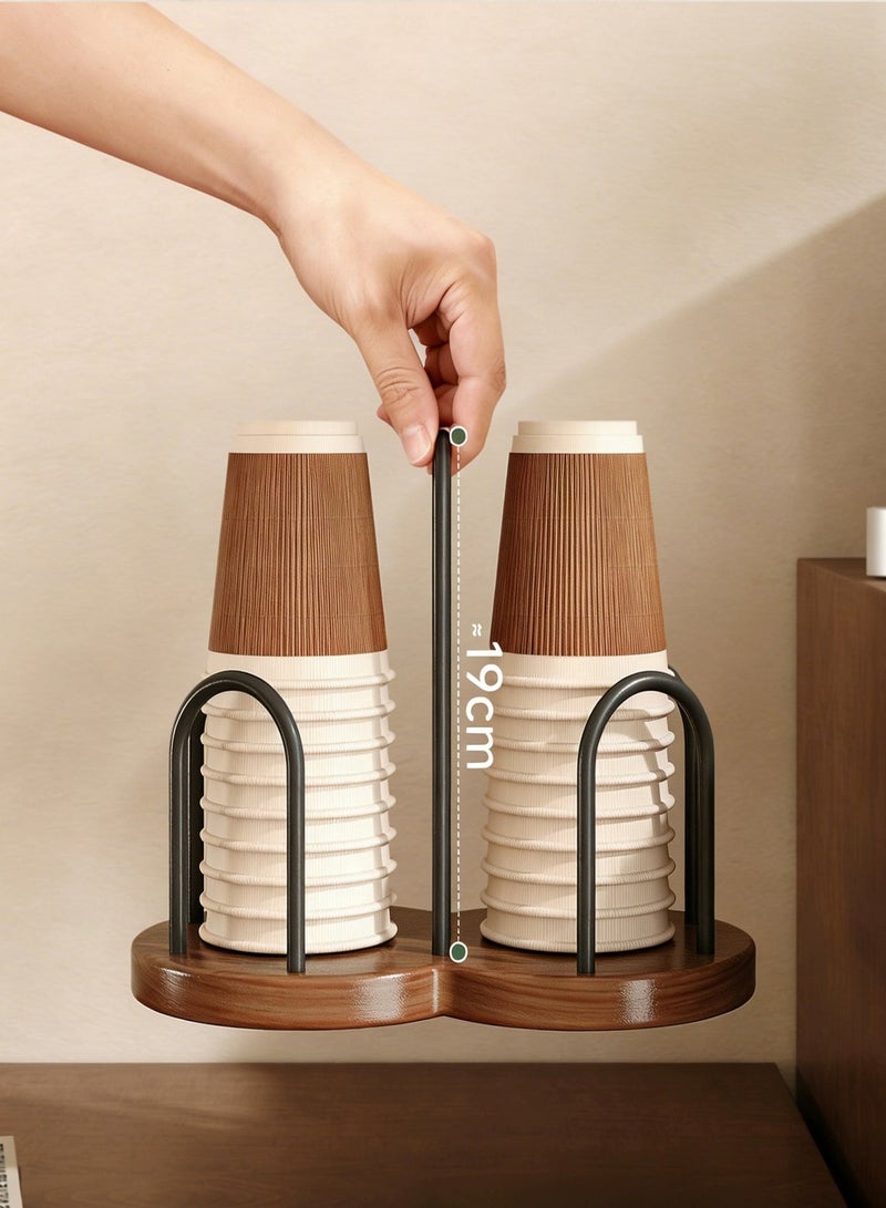 AuliceVerse Ramadan Serving  Essential – Rubber Wood Dust-Proof Double-Layer Paper Cup Holder | Multi-Size Compatible & Space-Saving for Home, Cafe & Office - Image 1