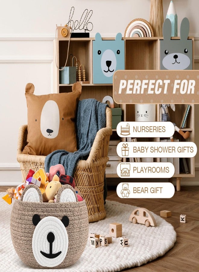 زوبيل سلة هدايا للأطفال من زوبيل لغرفة الأطفال مع أكياس هدايا وشرائط، سلة هدايا دب منسوجة بحبل قطني مع مقابض لغرفة المعيشة والحمام والتخزين والتنظيم والديكور، 10.5 بوصة عمق × 8.5 بوصة ارتفاع (بني) - Image 4