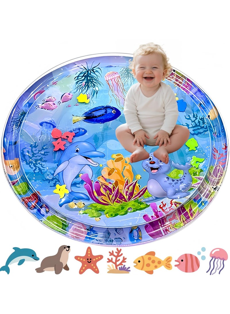 Tummy Time Water Mat for Babies - Extra Large Baby Play Water Mat, Infant Water Sensory Baby Tummy Time Play Mat for 3-6-9-12 Months Toddlers, Visual Stimulation Toys Baby Boys & Girls Summer Gifts - Image 1