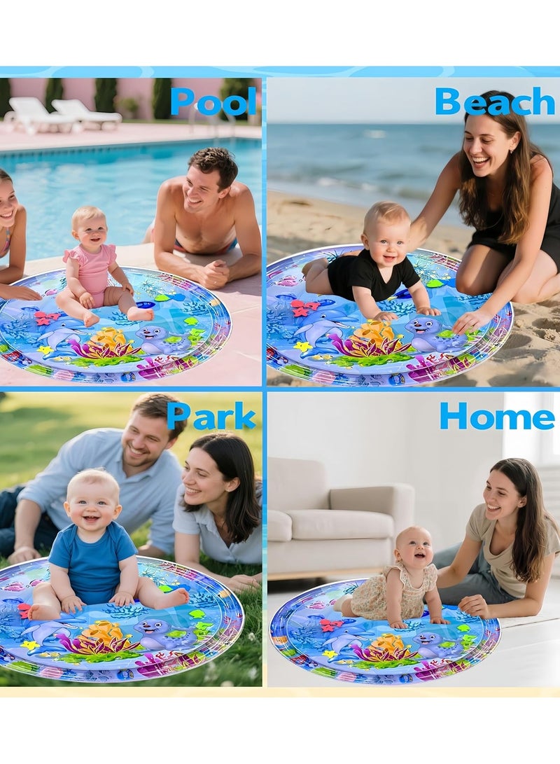 Tummy Time Water Mat for Babies - Extra Large Baby Play Water Mat, Infant Water Sensory Baby Tummy Time Play Mat for 3-6-9-12 Months Toddlers, Visual Stimulation Toys Baby Boys & Girls Summer Gifts - Image 4