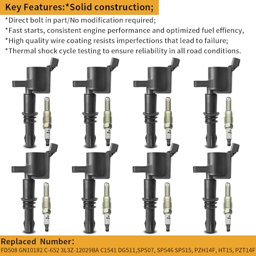 CNPAPC Set of 8 FD508 Ignition Coil Pack and SP515 Platinum Spark Plug Compatible with 20052008 Ford Expedition Explorer Mustang Mark LT Navigator Mountaineer F150 F250 F350 F450 F550 54L 46L DG511 - Image 3