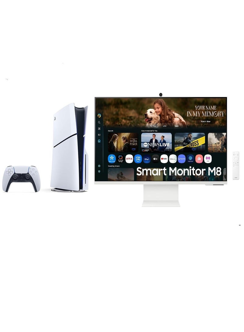 Sony PS5 Vision AI Bundle - Samsung M8 32” 4K Vision AI Smart Monitor + PlayStation 5 Digital Edition (UAE Version) - Image 1
