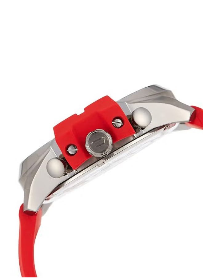 DIESEL Men's Gunmetal Round Shape Silicone Strap Chronograph Wrist Watch 52 mm - Red - DZ4427  - Image 4