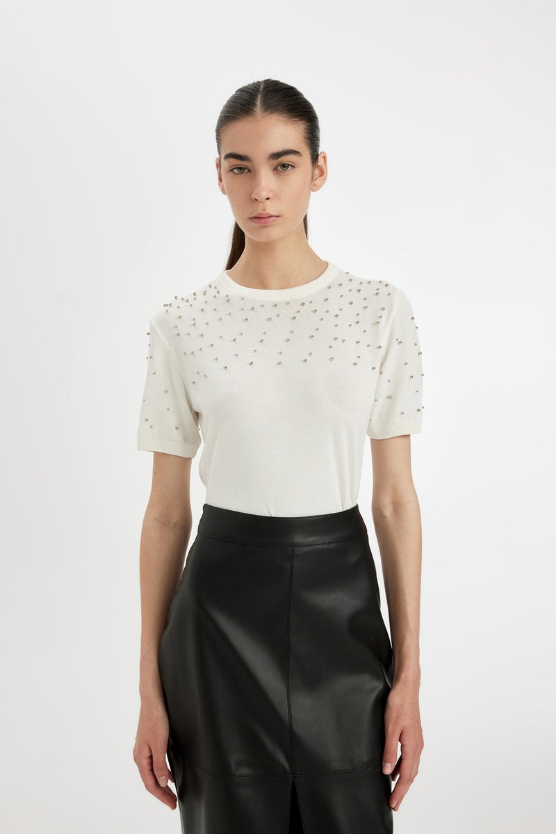 DeFacto Woman Regular Fit Crew Neck Knitwear T-Shirt - Image 2
