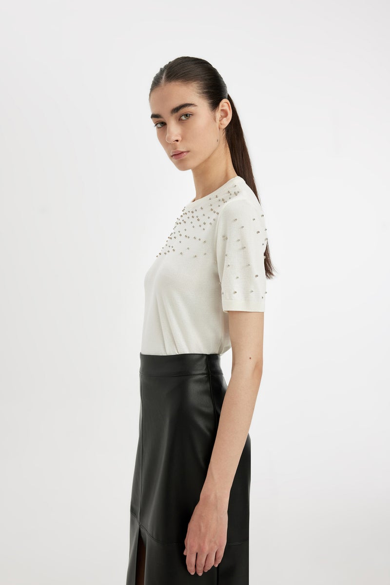 DeFacto Woman Regular Fit Crew Neck Knitwear T-Shirt - Image 5