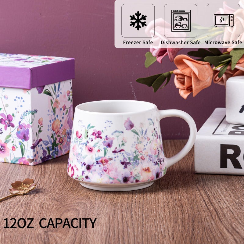 Topadorn Ceramic Travel Mug Porcelain Coffee Cups With Handle and Gift Box 12 oz - Image 2