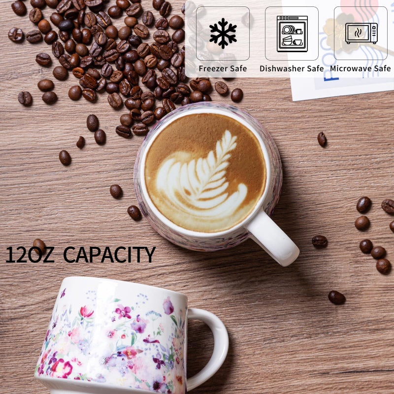 Topadorn Ceramic Travel Mug Porcelain Coffee Cups With Handle and Gift Box 12 oz - Image 5