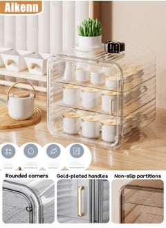 Aikenn Cup Organizer For Cabinet,Kitchen Pantry Organization And Storage, Plastic Fridge Wine Racks, Tumbler Mug Cup Holder,Adjustable Storage Cabinet For Kitchen Organization, 3-Shelf(White)  - Image 1