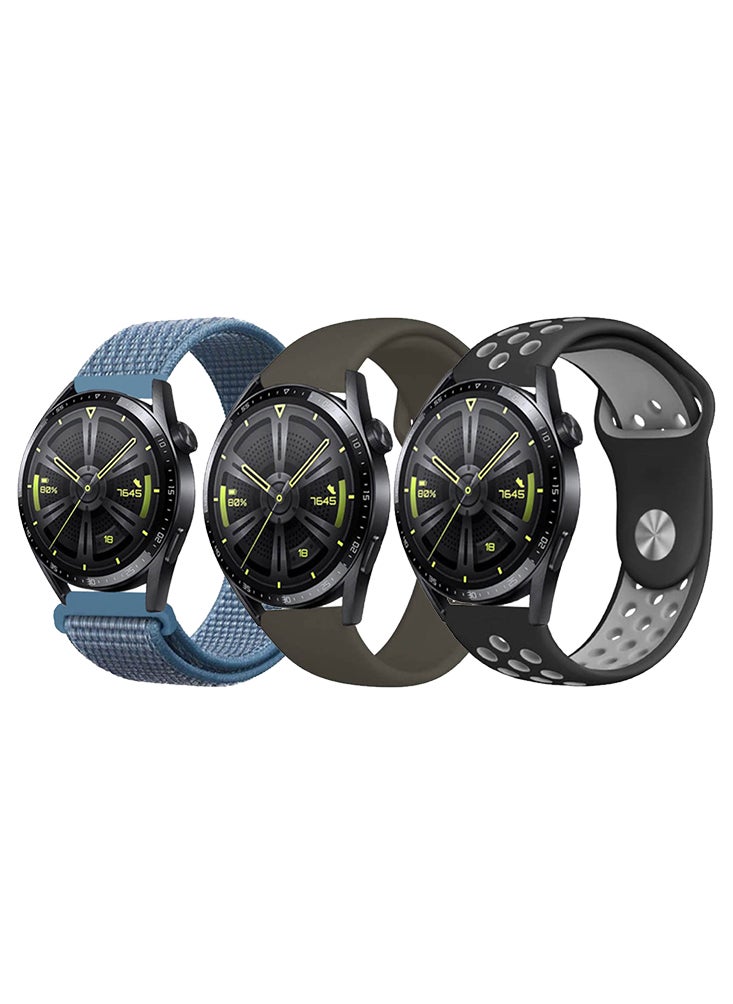 Perfii 3pcs Watchband Bundle Compatible with all Samsung, Huawei, Amazfit, Fitbit and Honor with 22mm band size  - Image 1