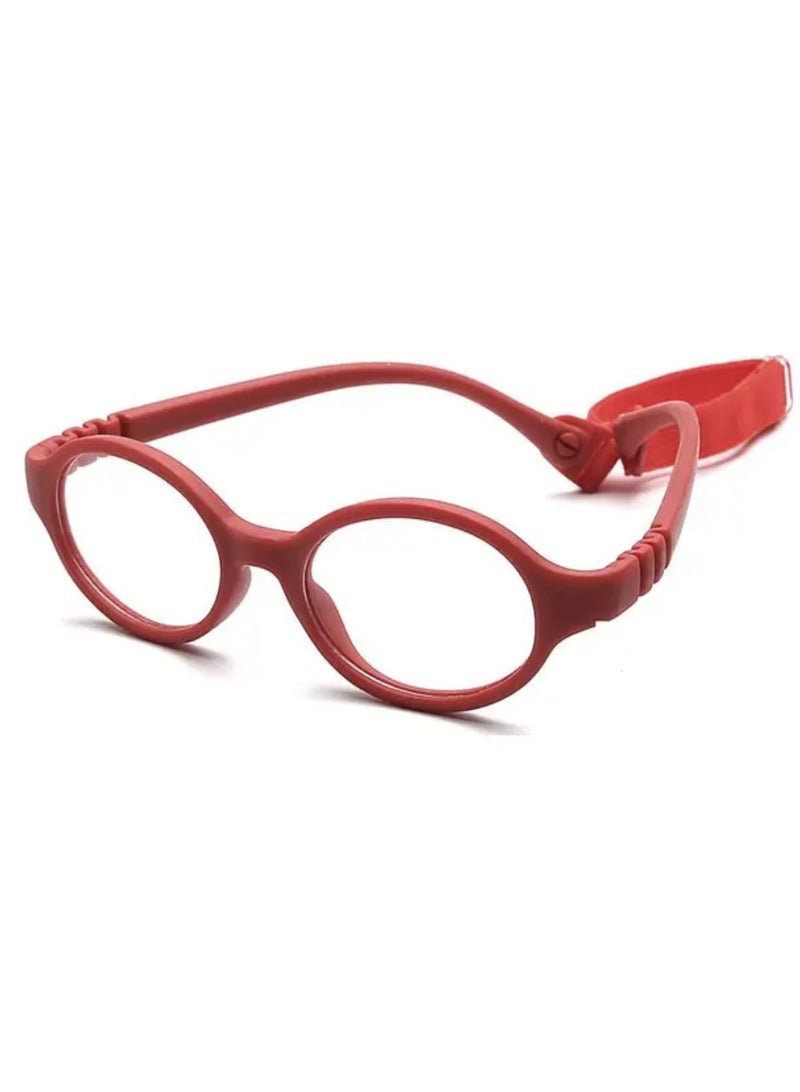 إطار نظارات أطفال مرن من مادة TR90 للأزياء، نظارات بصرية، إطار نظارات للفتيات والفتيان مع حزام للأطفال باللون الأحمر
