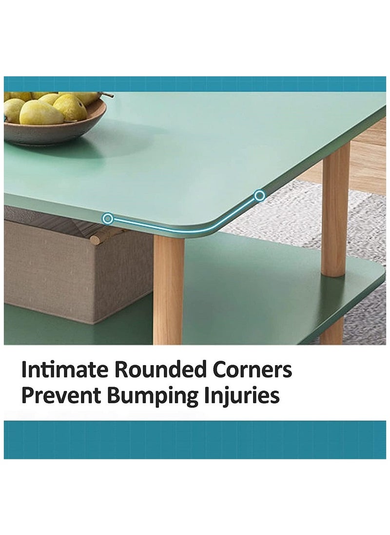 AGD - Two Tier Coffee Table, Rectangle Coffee Table, Coffee Table with Storage, Nordic Style End Table with Solid Wood Legs, Easy to Assemble, for Living Room, Bedroom, Balcony - Image 1