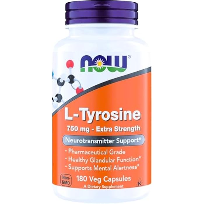 now Supplements, L-Tyrosine 750 mg, Supports Mental Alertness*, Neurotransmitter Support*, 180 Veg Capsules - Image 1