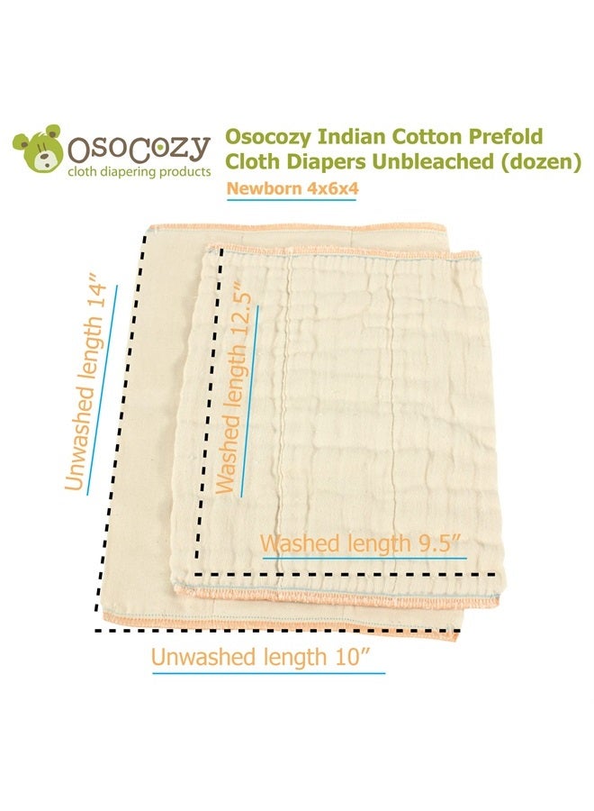 OsoCozy حفاضات قماش قابلة لإعادة الاستخدام غير مبيضة من أوسوكوزي - 100% قطن، متينة، ناعمة، ماصة، مستدامة واقتصادية - 10"x14"، تناسب 6-11 رطل - (حديثي الولادة 4x6x4) - Image 4