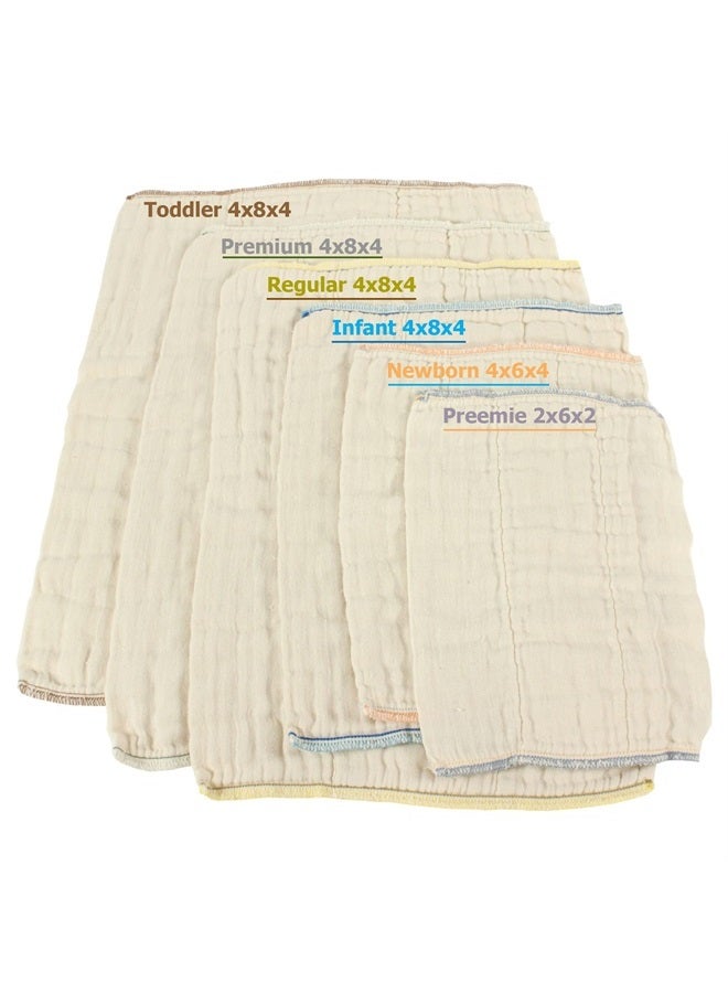 OsoCozy حفاضات قماش قابلة لإعادة الاستخدام غير مبيضة من أوسوكوزي - 100% قطن، متينة، ناعمة، ماصة، مستدامة واقتصادية - 10"x14"، تناسب 6-11 رطل - (حديثي الولادة 4x6x4) - Image 5