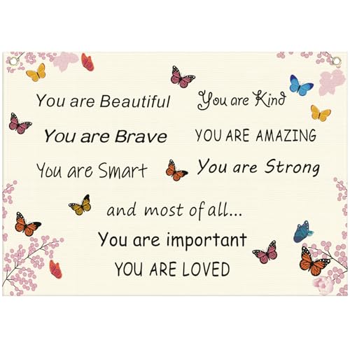 Sioial You are BeautifulGirls Nursery Rectangular Canvas BannerFlag Wall Sign for Girl KidsBaby Room Nursery Bedroom Dorm Wall Decor Baby Growth StuffBaby Shower Birthday Christmas Gift - Image 1