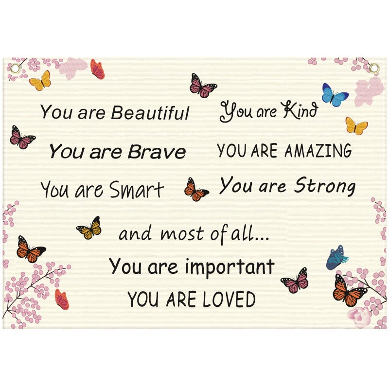 Sioial You are BeautifulGirls Nursery Rectangular Canvas BannerFlag Wall Sign for Girl KidsBaby Room Nursery Bedroom Dorm Wall Decor Baby Growth StuffBaby Shower Birthday Christmas Gift - Image 2