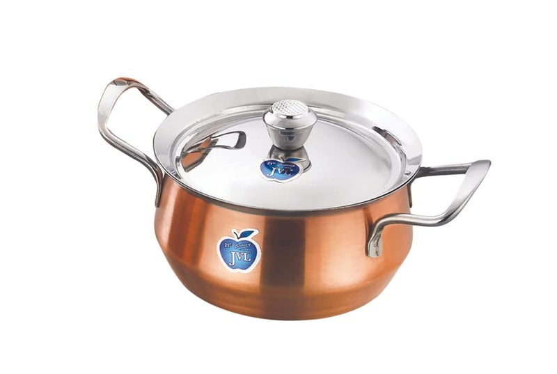 JVL Stainless Steel Full Copper PotHandi with Lid Handle Set 750 1100 1700 ml 3Piece Full Copper Handi Set for Cooking Handi Set for Kitchen Handi for Serving and Cooking JVLCPFC1 - Image 3