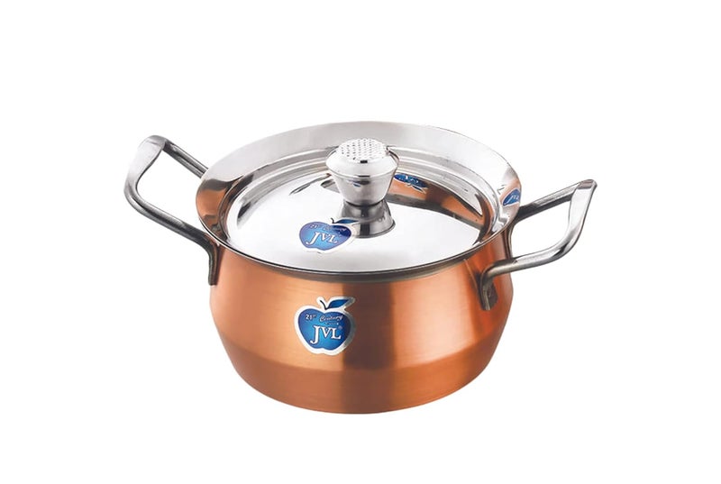 JVL Stainless Steel Full Copper PotHandi with Lid Handle Set 750 1100 1700 ml 3Piece Full Copper Handi Set for Cooking Handi Set for Kitchen Handi for Serving and Cooking JVLCPFC1 - Image 2