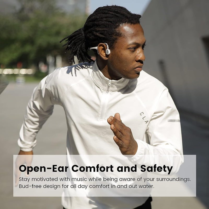 Mojawa Run Plus Bone Conduction Headphones, Ip68 Waterproof Swimming Earphones, Open-Ear Bluetooth with 32gb Mp3, White - Image 4