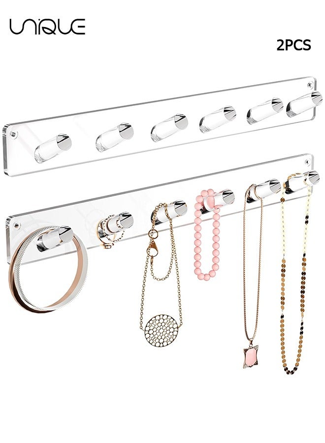 يونيك 2 حزمة قلادة حامل، الاكريليك قلادة منظم الحائط مع 6 السنانير، لشنقاة قلادة، مجوهرات، أساور، أساور وخواتم، أفضل الهدايا للفتيات والنساء - Image 1