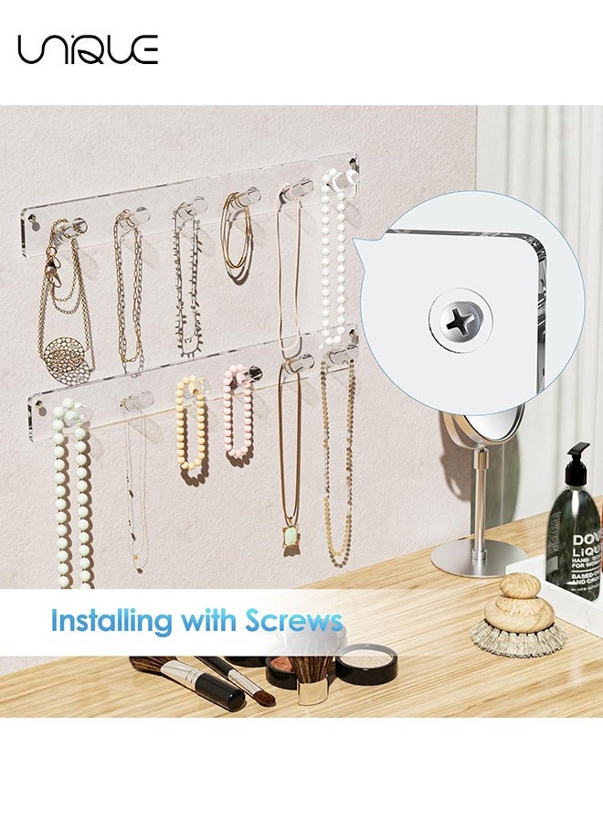 يونيك 2 حزمة قلادة حامل، الاكريليك قلادة منظم الحائط مع 6 السنانير، لشنقاة قلادة، مجوهرات، أساور، أساور وخواتم، أفضل الهدايا للفتيات والنساء - Image 4