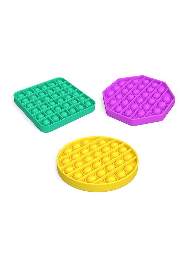 3 Pack Push Pop Bubble Sensory Popper Fidget Toy,Stress Reliever Silicone Squeeze Toy,Autism Special Needs,Help Children and Adults Relax Needs Stress Reliever (Round Shape)