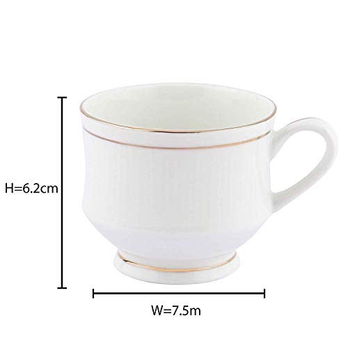 SkyKey Fine Ceramic Bone China Gold Line Mona Tea Coffee Cup - 6 Pcs, 160 ML, White - Image 3
