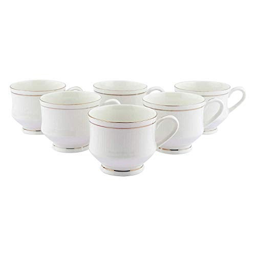 SkyKey Fine Ceramic Bone China Gold Line Mona Tea Coffee Cup - 6 Pcs, 160 ML, White - Image 5