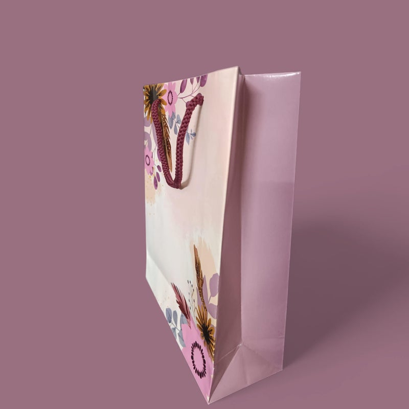 Amit Marketing Paper Carry Bags with Cotton Handle I Kraft Virgin Horizontal Flower Pattern Paper Gift Bag I for Return Gifting Shopping Boutique Retail Wedding Birthday Baby Shower - 16x5x12 Inch (50 Pcs) - Image 5