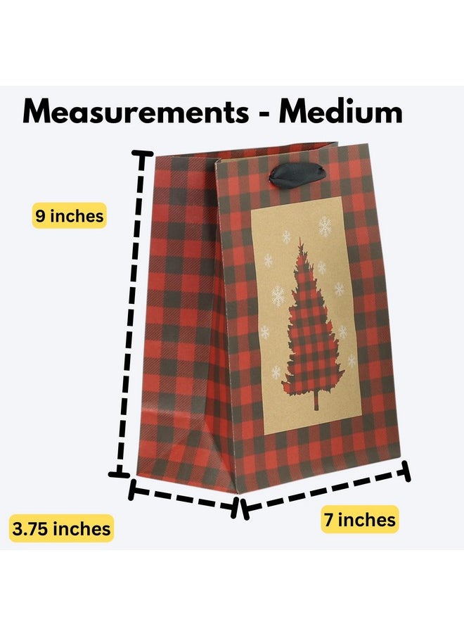 Iconikal Red Buffalo Plaid Gift Bags - Pack Of 24 In 3 Sizes - Ideal For Festive Gifting  - Image 5