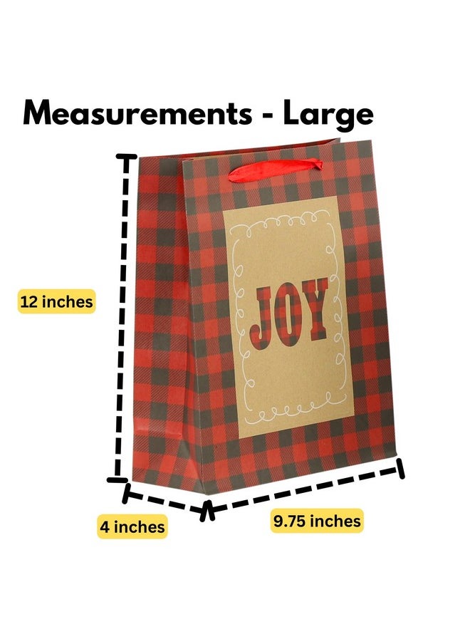 Iconikal Red Buffalo Plaid Gift Bags - Pack Of 24 In 3 Sizes - Ideal For Festive Gifting  - Image 4