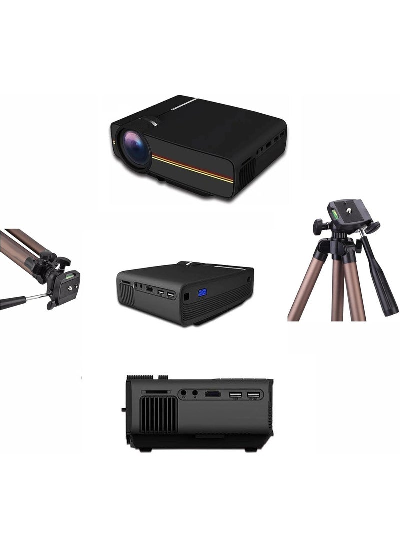 Generic YG400 Portable Projector 1200 Lumens, Home Cinema with 120-inch Screen, Tripod WTT 3130 Gift, HDMI Connectivity, LED Display, Tabletop Mount, 50,000 Hours Light Source Life  - Image 1