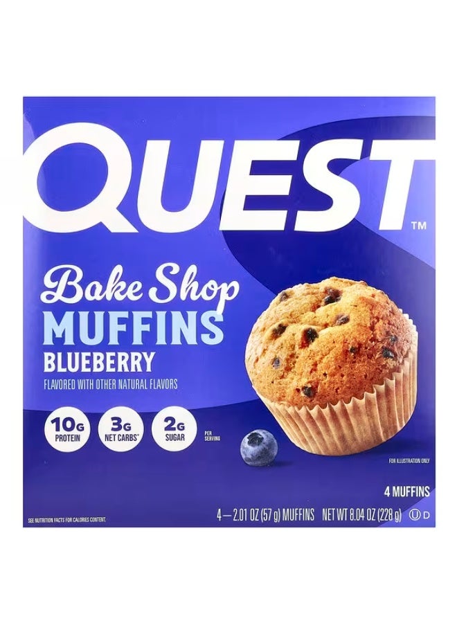Quest Nutrition, Bake Shop Muffins, Blueberry, 4 Pack, 2.01 oz (57 g) Each