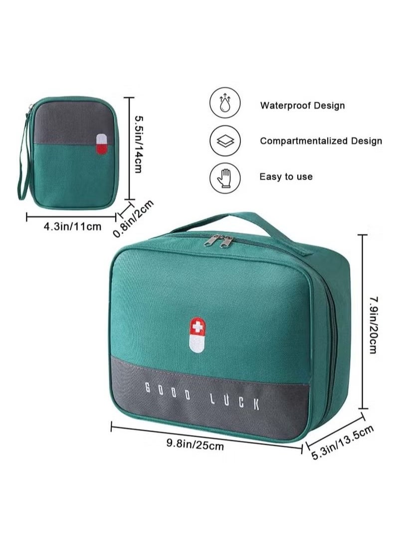 Generic - Empty First Aid Bags Travel Medical Supplies Cosmetic Organizer Insulated Medicine Bag Convenient Safety Kit Suit for Family Outdoors Hiking Camping Car Office Workplace Green - Image 1