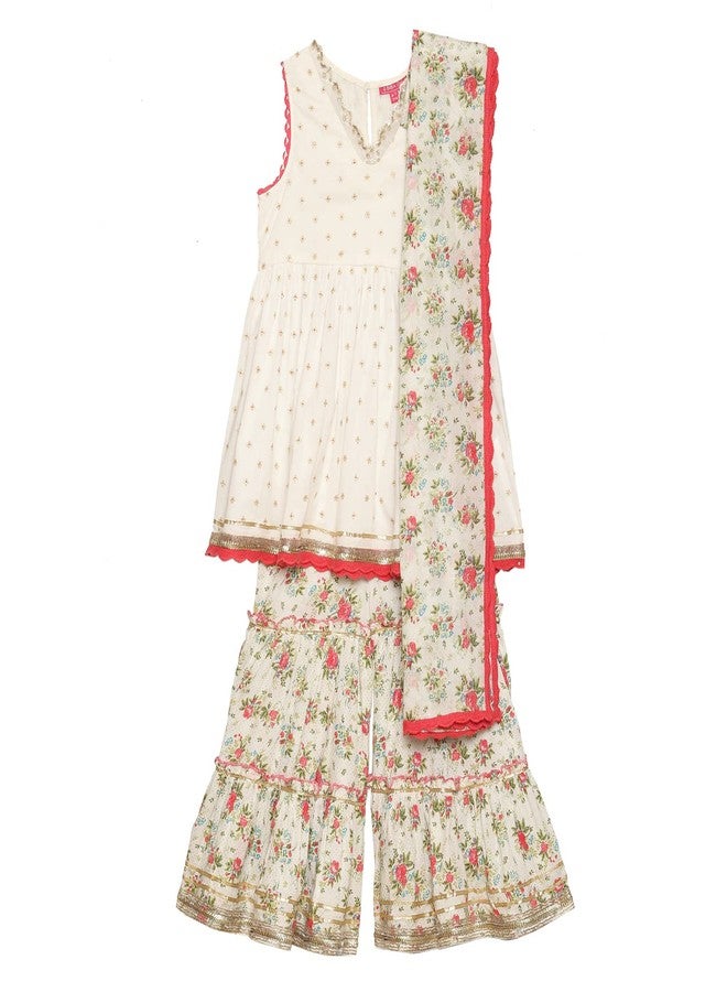 Biba فستان بيفا للبنات مطبوع مريح (KW4980_أوف وايت_7) - Image 1