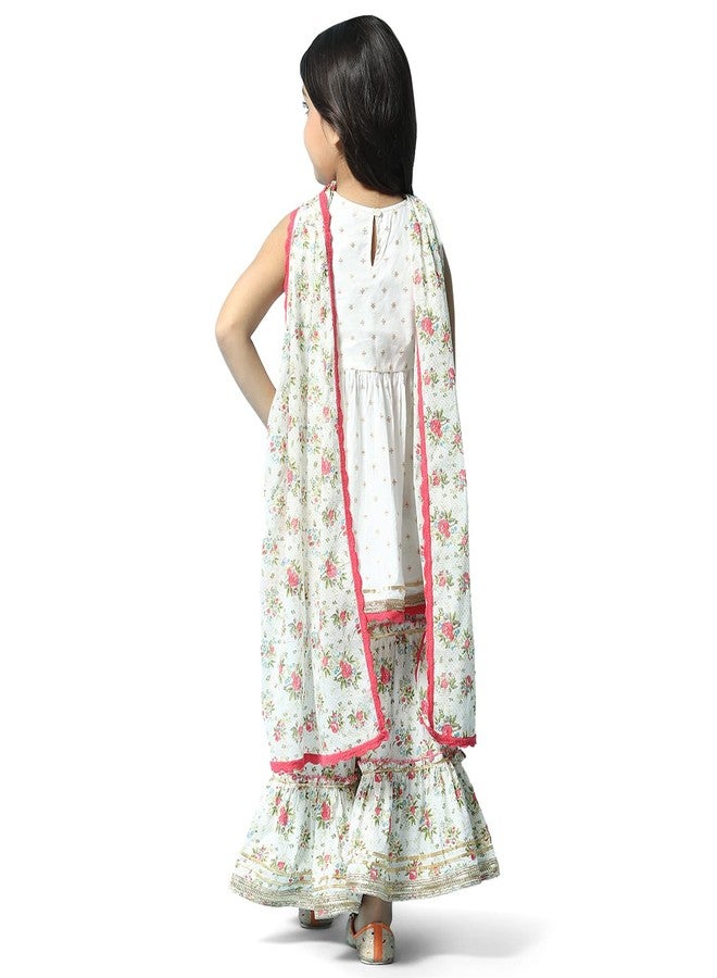 Biba فستان بيفا للبنات مطبوع مريح (KW4980_أوف وايت_7) - Image 5