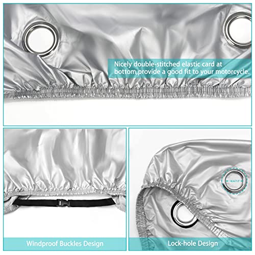 hanmir Motorcycle Cover,Motorbike Cover All Season Universal Weather Waterproof Sun Outdoor Protection with Lock-Holes & Storage Bag,XXL Motorcycles Vehicle Cover - Image 5