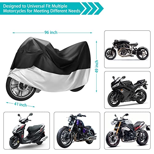 hanmir Motorcycle Cover,Motorbike Cover All Season Universal Weather Waterproof Sun Outdoor Protection with Lock-Holes & Storage Bag,XXL Motorcycles Vehicle Cover - Image 2