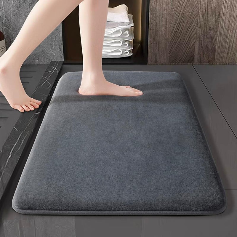 Onlyeasy Onlyeasy Non-Slip Memory Foam, Machine Washable, Soft Velvet Bath Mats, Easier to Dry for Bathroom Floor (17"×24", Grey) - Image 1