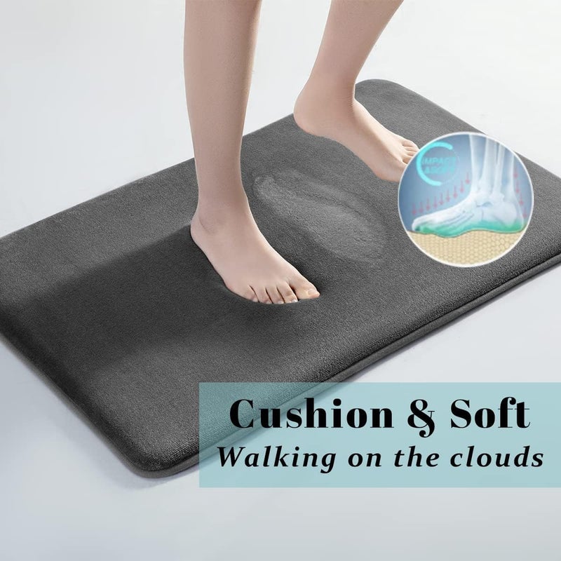 Onlyeasy Onlyeasy Non-Slip Memory Foam, Machine Washable, Soft Velvet Bath Mats, Easier to Dry for Bathroom Floor (17"×24", Grey) - Image 2