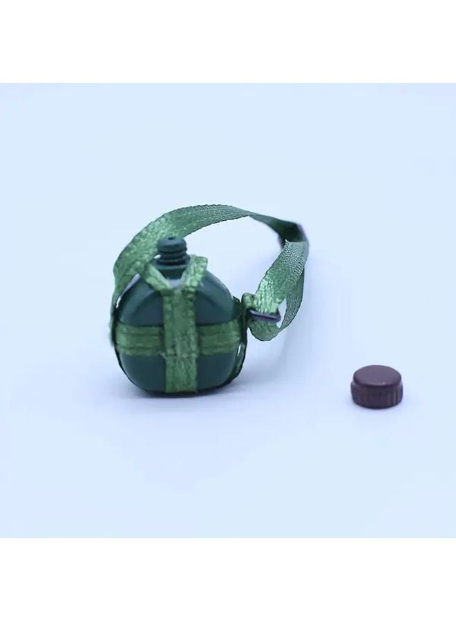 Miniature Military Canteen 1pc Vintage Water Bottle With Green Rope For Dollhouse Diorama - Image 1